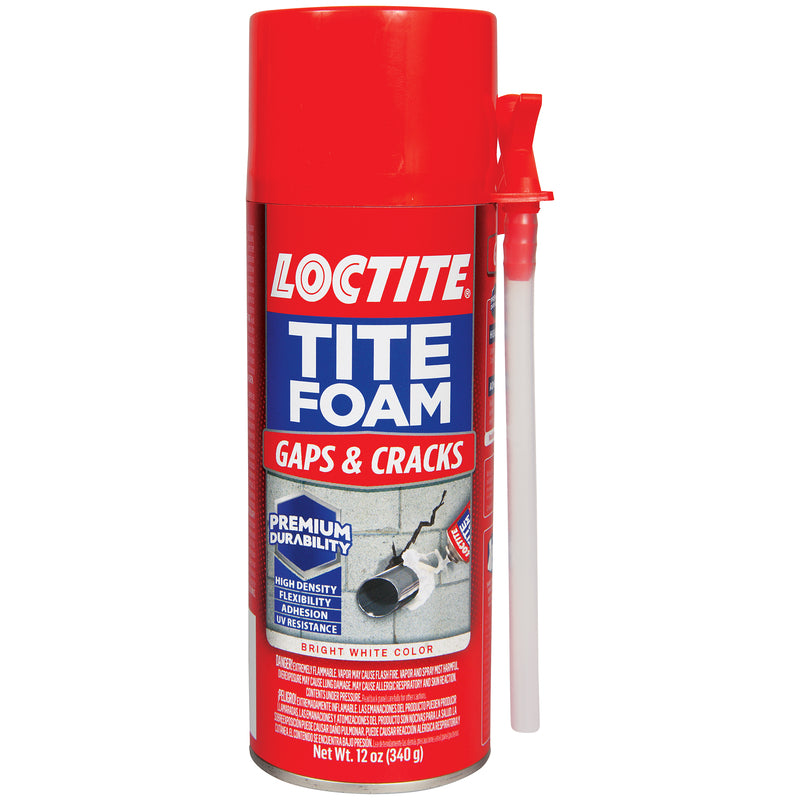 Loctite Tite Foam Gaps & Cracks Spray Foam Sealant, Polyurethane Expanding Foam Insulation - 12 fl oz Can, Pack of 1