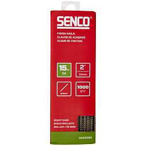 SENCO DA21EPBR 34 Degree Collated Finish Nails, 15 Gauge, 2 Inch Length, Bright, 1,000 Count Pack