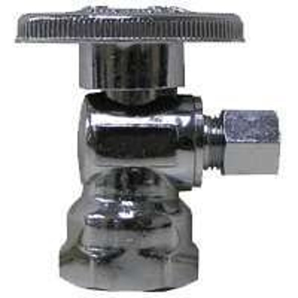 Plumb Pak PP20046LF Watts Lf Pbqt-090 1/4 Turn Angle Stop Valve, 1/2 X 1/4 In, Fip X Compression, Body, Chrome Plated, 1/2" OD, Brass