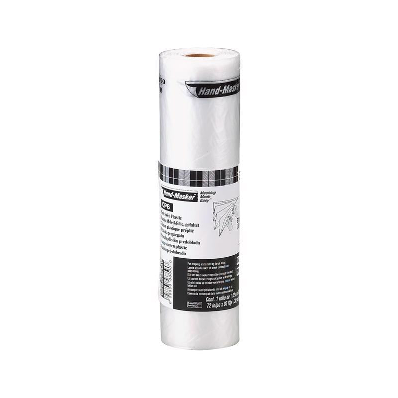 3M CP6 6' X 90' Hand-Masker Pre-FoldedContractor's Clear Plastic (12-Pack)