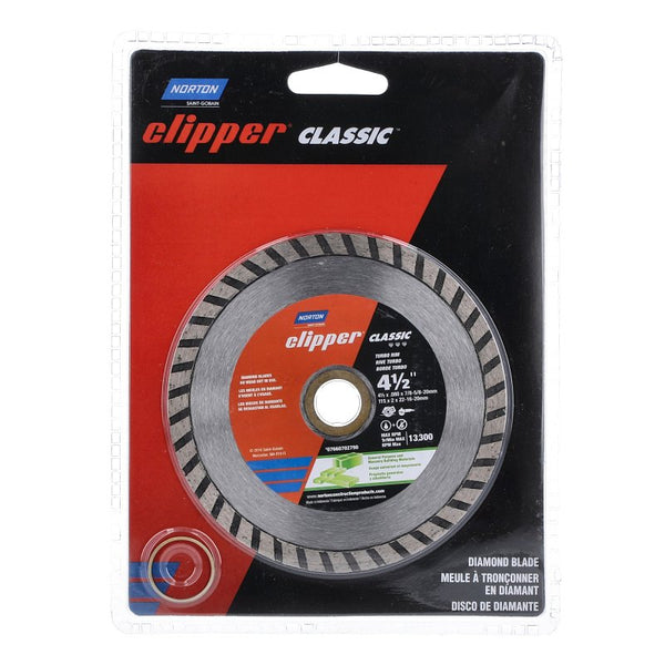 Norton Cut Off Wheel Tile Saw Blade, Clipper Classic Diamond Cutting Wheel, Turbo Rim Cut-Off Type 01, 4.5" Diamond High-Speed Cutting Disc for Tile, Pack of 1 07660702790