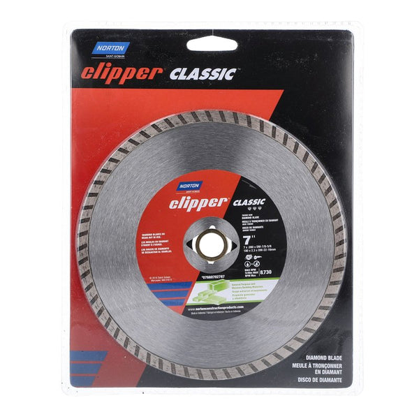 Norton Cut Off Wheel Tile Saw Blade, Clipper Classic Diamond Cutting Wheel, Turbo Rim Cut-Off Type 01, 7" Diamond High-Speed Cutting Disc for Tile, Pack of 1 07660702787