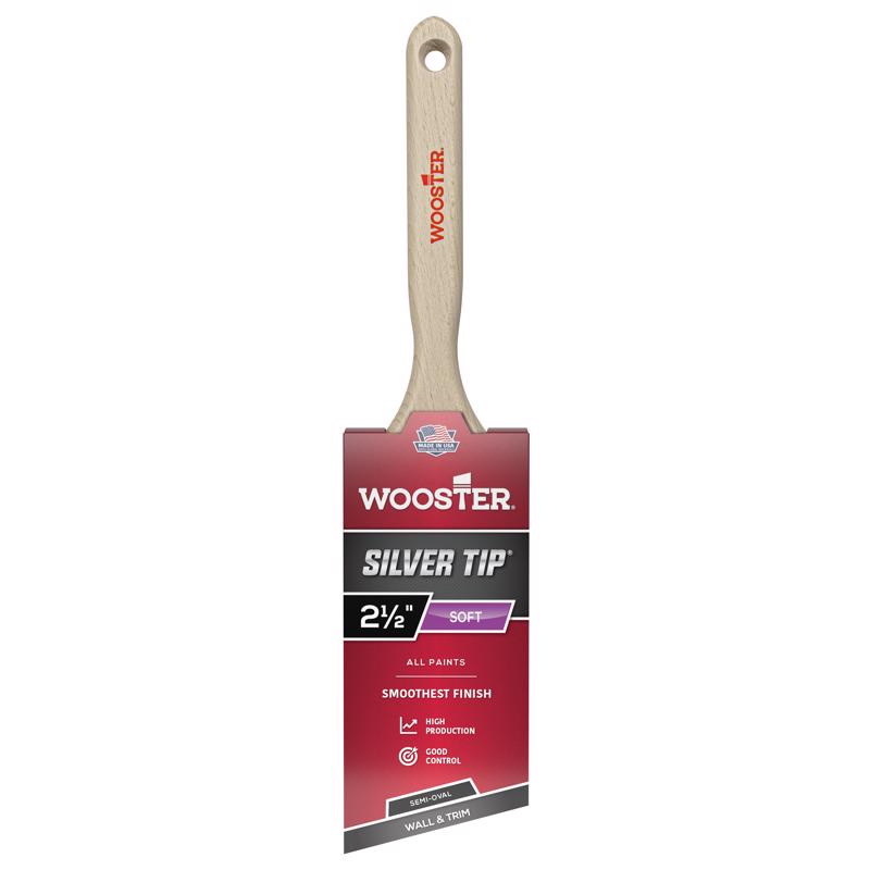 Wooster Brush 5228-2 ½ Silver Tip Semi-Oval Angle Sash Brush, 2.5 Inch