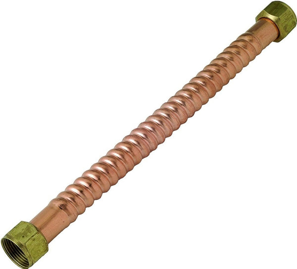 Plumb Shop Brasscraft WB00-12N Flex Water Heater Connector, 3/4 In, Fip, 12 In L, 125 Psi, Polypropylene, Brass And Rubber, Copper