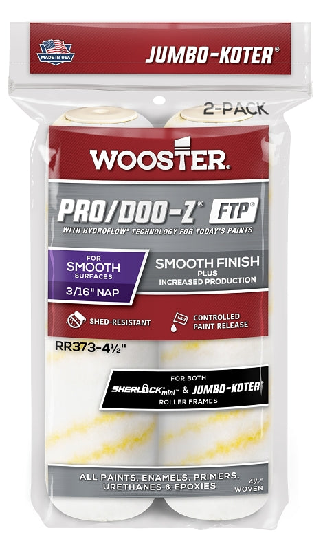 Wooster Brush RR373-4 1/2 Inch Pro Doo Z FTP Jumbo Koter Miniroller 2-Pack Cover 3/16" Nap