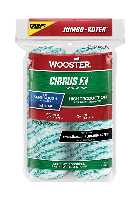 Wooster RR333 Jumbo-Koter Cirrus X 4-1/2" x 1/2" Closed-End 2pk RR333-4 1/2
