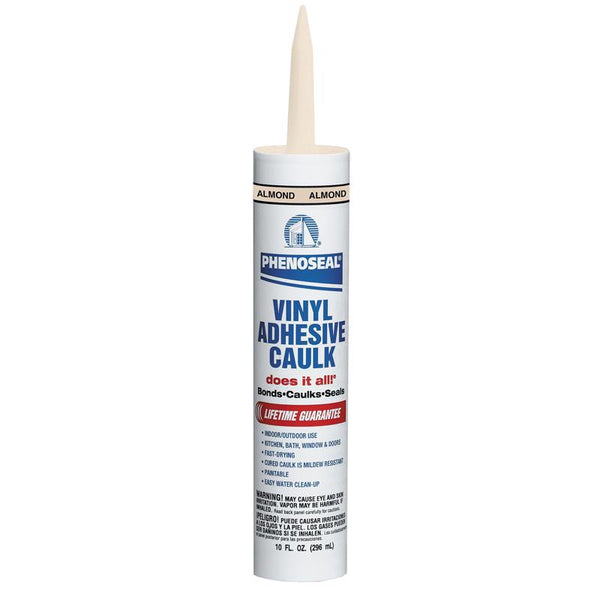 DAP 2102 Phenoseal Vinyl Adhesive Caulk, 10 oz, Almond 5113602102