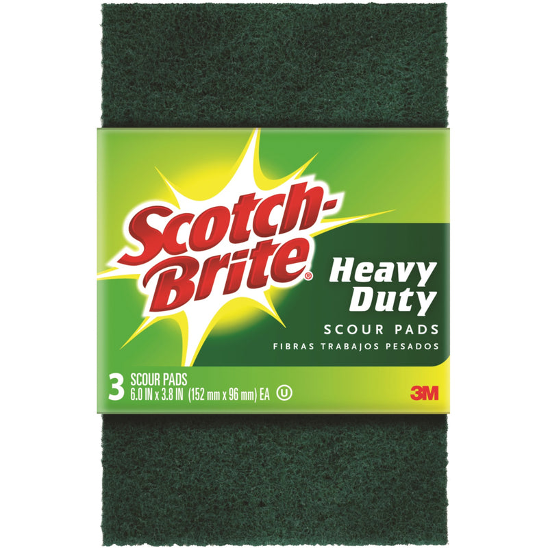 Scotch-Brite Heavy Duty Scouring Pad, Dish Scrubber for Kitchen + Outdoor, 3 Scrub Pads for Uncoated Pots and Pans, Cast Iron Cooktops, Grill Grates, Oven Racks, & BBQ, Durable, Long-Lasting 223-10