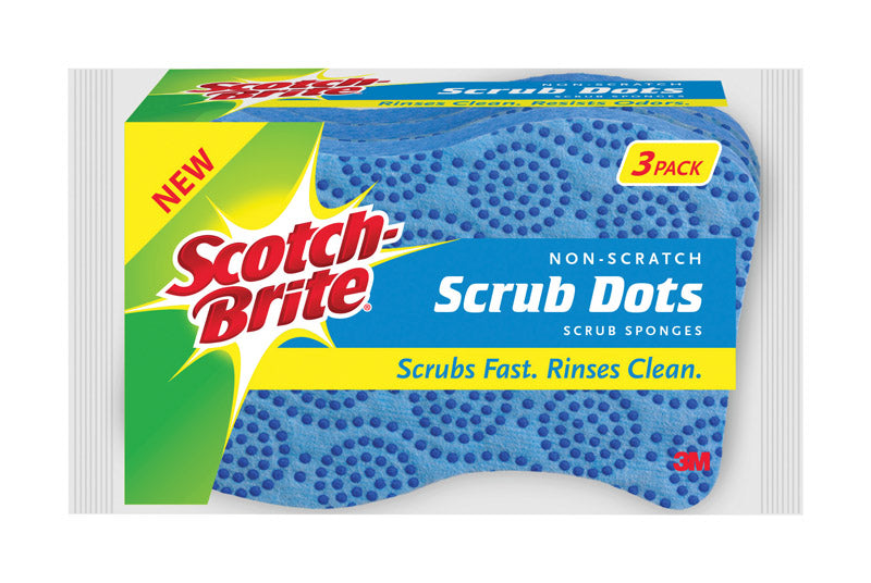 Scotch-Brite Scrub Dots Non-Scratch Scrub Sponge, Rinses Clean, for Washing Dishes and Cleaning Kitchen, 3 Scrub Sponges 20303-8
