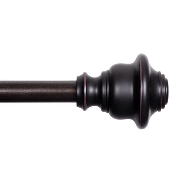 Kenney 5/8" Fast Fit Finn Easy Install Curtain Rod, Weathered Brown, 66"-120" KN75243NP