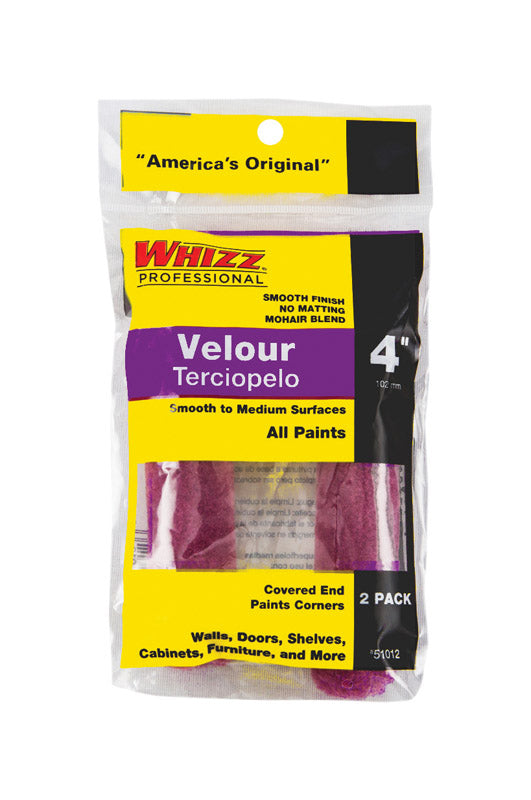 WHIZZ, Roller Cvr Velour 2pk 4x1-8in, PK 2