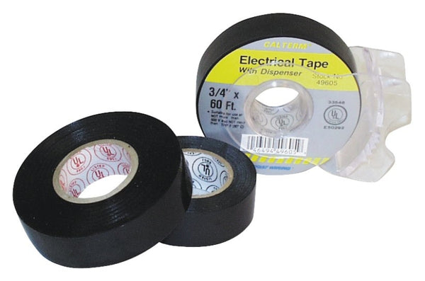 Calterm 49305 Electrical Tape, ¾ in x 30 ft, Durable, Easy-Wrap, Flame Retardant, Black