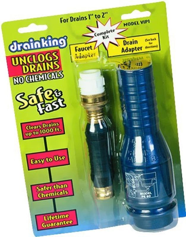 Drain King VIP1 Drain Unclogging Kit With Kitchen Sink Crossbar Adapter, 1 to 2 Inch