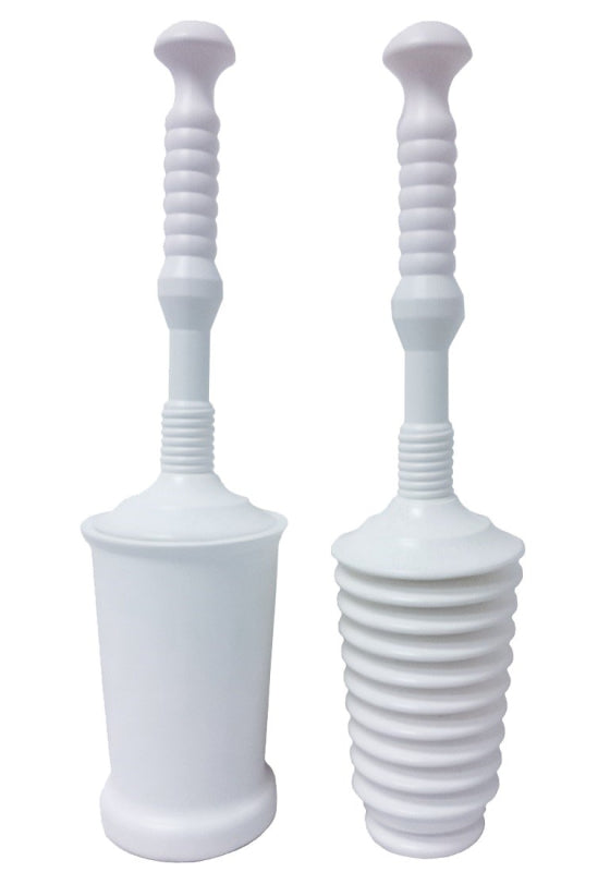 Master Plunger MP500-4TB Heavy Duty Bathroom Toilet Plunger Kit with Tall Bucket Caddy Equipped with Air Release Valve, White