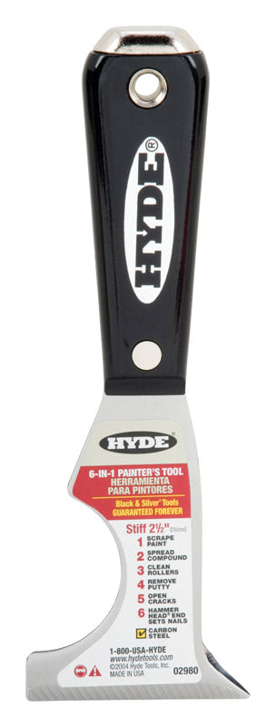 Hyde Black & Silver 2.5 in. W High Carbon Steel 6-in-1 Painter's Tool 02980