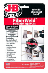 J-B Weld FiberWeld Permanent Repair Cast 2x36 Inch - High Strength Adhesive Fiberglass Wrap - Black, 38236