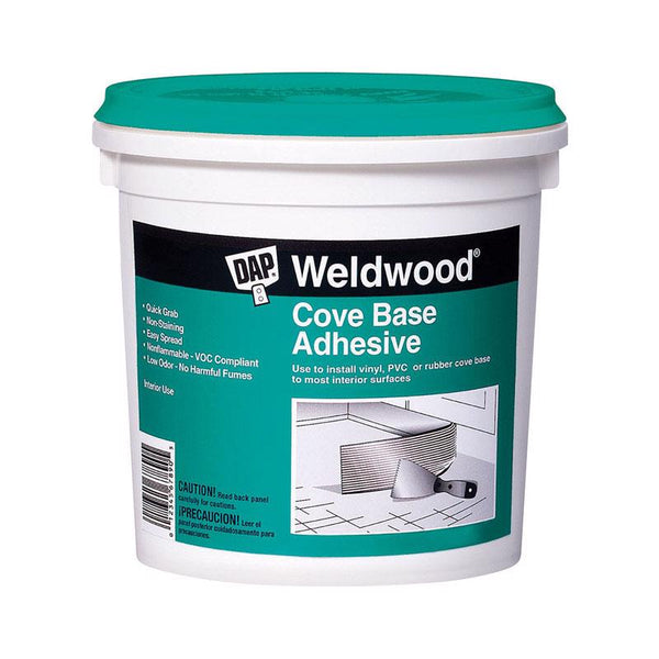 DAP 7079825053, 1-Quart 25053 Weldwood Cove Base Adhesive, White, 32 Fl Oz
