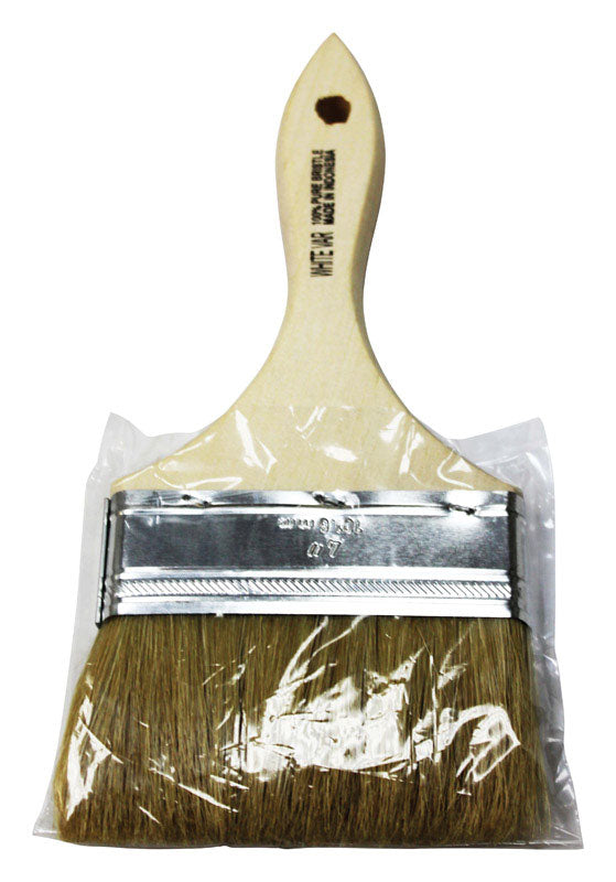 Premier 4" Chip Brush 100% White China Bristle with Double Thick Wood Handle, WV40