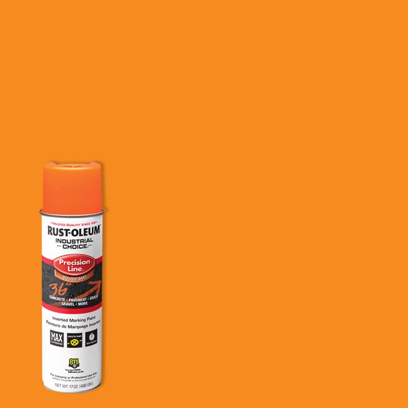 Rust-Oleum 203027-12PK Industrial Choice Inverted Solvent-Based Marking Spray Paint, 17 Oz, Fluorescent Orange, 12 Pack