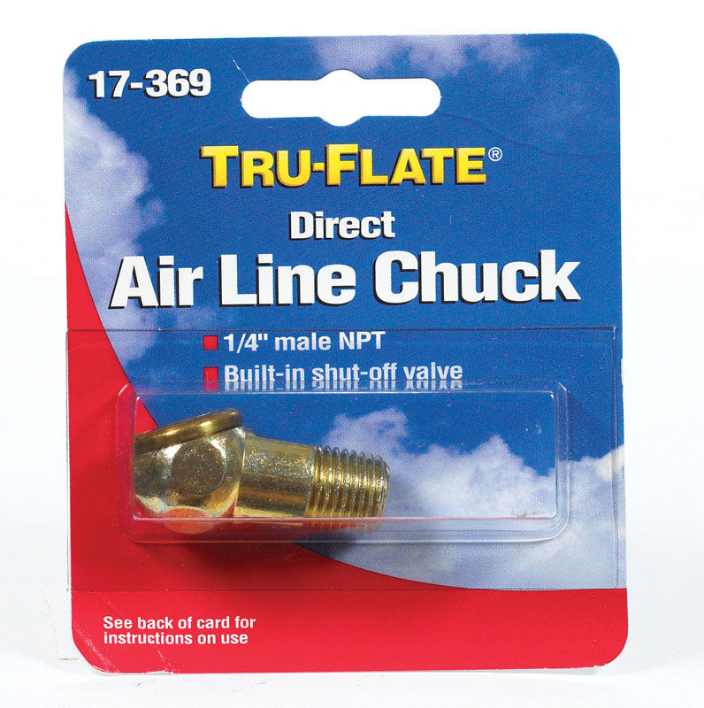 Tru-Flate 17-369 1/4" Male NPT Direct Air Line Chuck With Shut-off