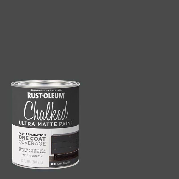 Rust-Oleum 1 qt Brands 285144 Charcoal Chalked Ultra Matte Paint, 30 Fl Oz (Pack of 1)
