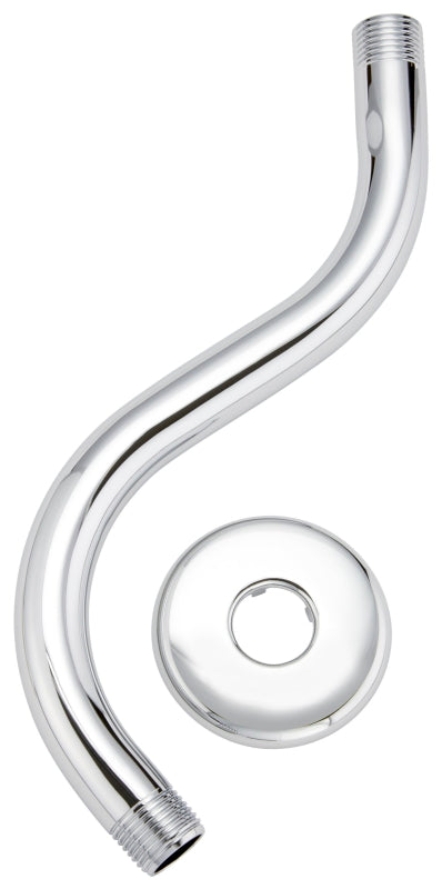 Plumb Pak PP825-191 S-Shaped Shower Head Extension Arm and Flange, Polished Chrome