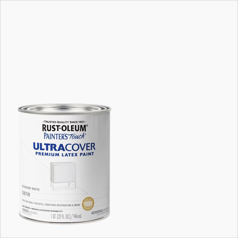 Rust-Oleum 267330 Painter's Touch Latex Paint, Quart, Satin Blossom White