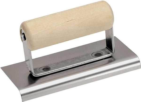 QLT By MARSHALLTOWN CE505S 6-Inch by 3-1/2-Inch Stainless Steel Edger 3/8-Inch Radius 1/2-Inch Lip with Wood Handle
