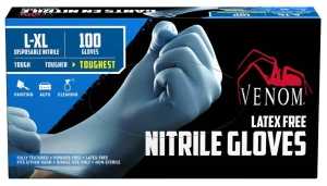 Medline Venom Powder-Free Nitrile Multi-Purpose Disposable Gloves, One-Size, 100 Count