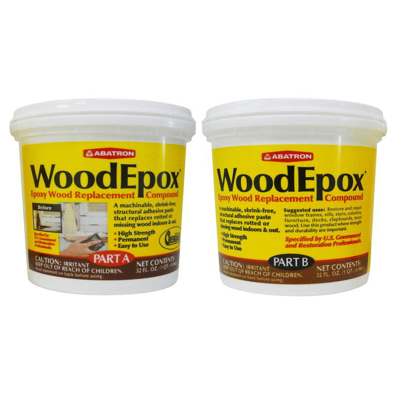 Abatron WoodEpox Kit - 2 Quart - 2-Part Structural Epoxy Adhesive Filler - Wood Filler Putty