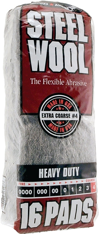 Homax Products 4 4 Homax Steel Wool Pad, No Grit, Gray