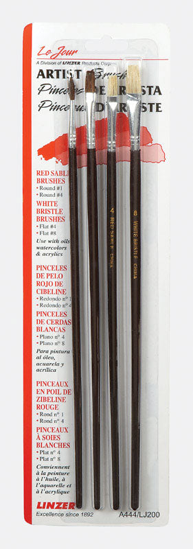 Linzer Products A444 Linzer Artist Paint Brush Set, 4 Pieces