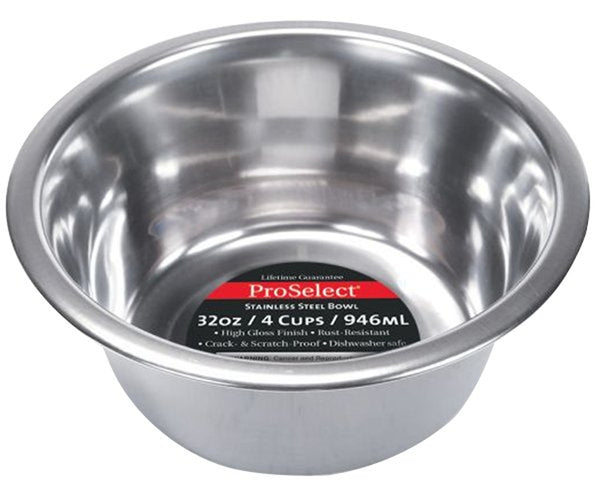 Pro Select Stainless Steel Classic Dog Bowl, 1-Quart ZW150 32/5661