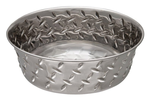 Loving Pets Diamond Plated Dog Bowl with Non-Skid Bottom, 3-Quart 7257