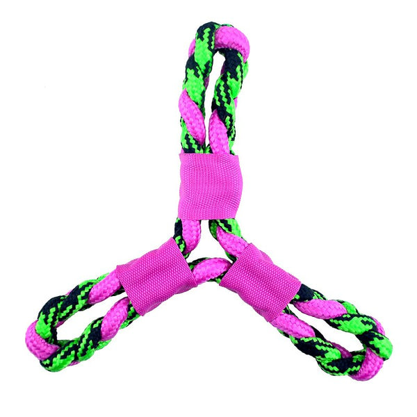 Pet Park BLVD Paracord Rope Twisted Pink Tri-Flyer Dog Toy, 12" US2049 75