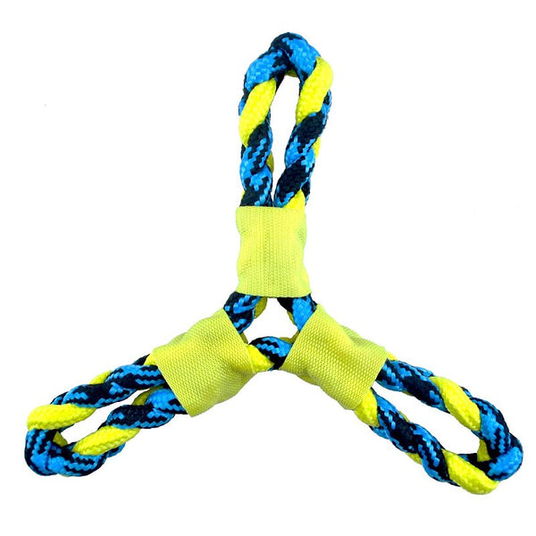 Pet Park BLVD Paracord Rope Twisted Yellow Tri-Flyer Dog Toy, 12" US2049 99