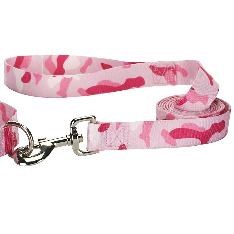 Guardian Gear Nylon Camo Dog Leash, 6-Feet x 1-Inch Lead, Pink
