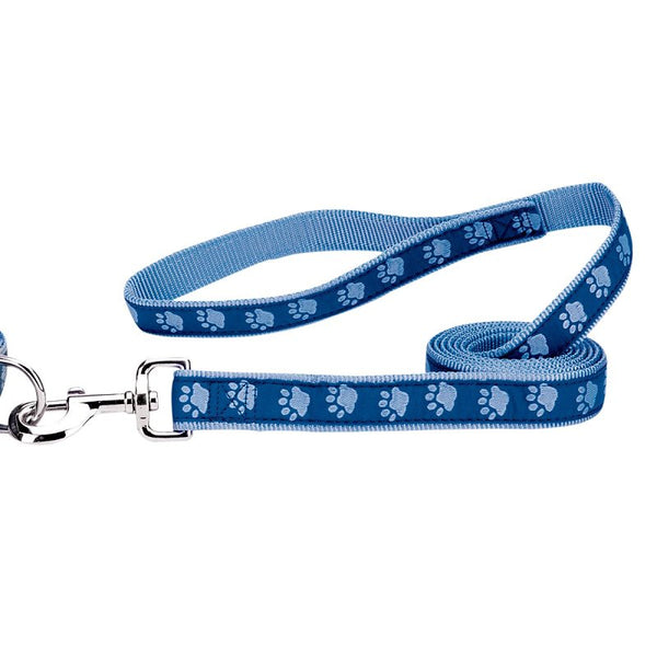 Guardian Gear Nylon Two-Tone Pawprint Dog Leash, 4-Feet x 5/8-Inch Lead, Blue ZA8861 44 19