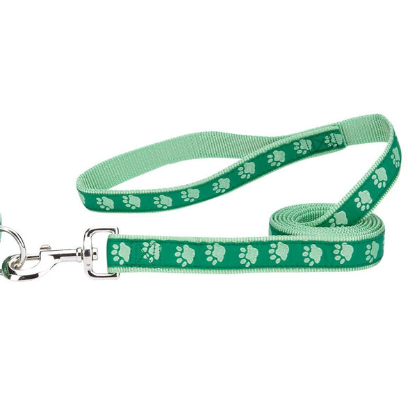 Casual Canine TwoTone Pawprint Dog Lead, 4-Foot x 5/8-Inch, Green ZA8861 44 43