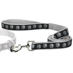 Casual Canine ZA8861 66 17 Two-Tone Pawprint Dog Lead Black