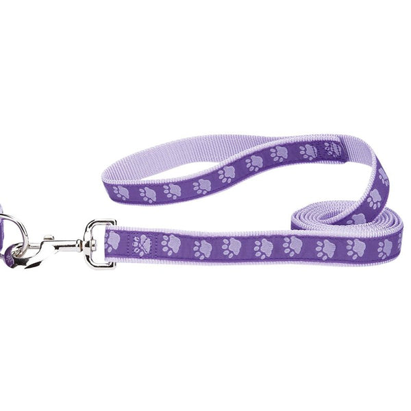 Casual Canine Guardian Gear Nylon Two-Tone Pawprint Dog Leash, 6-Feet x 1-Inch Lead, Purple ZA8861 66 79