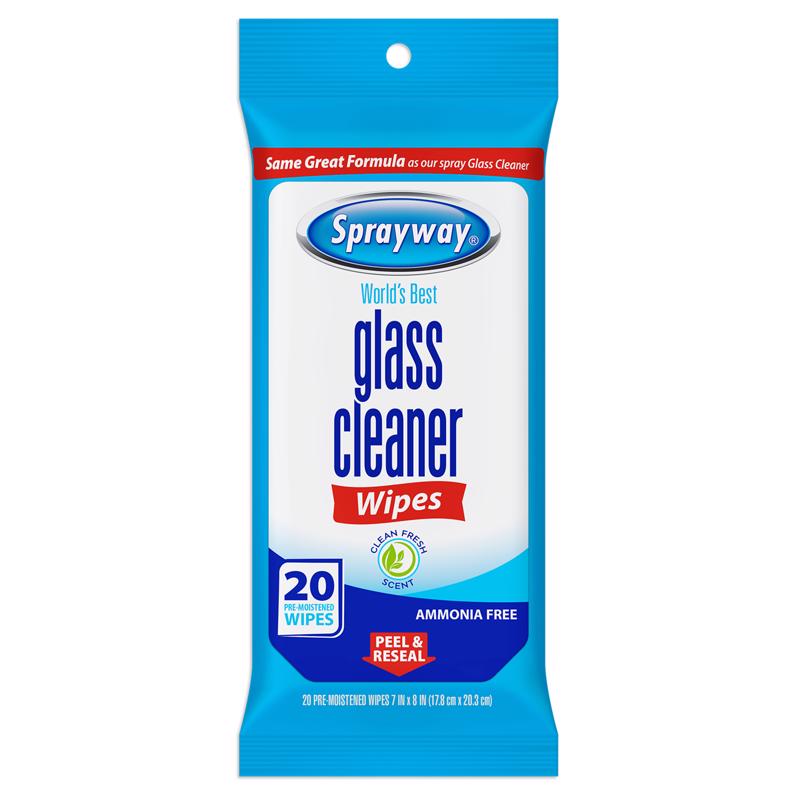 Sprayway SW199R Ammonia-Free Glass Cleaner Wipes, Fresh Scent, 20 Count