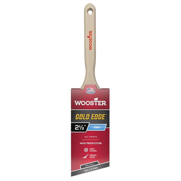 Wooster 5236-2 1/2 Series 5236 2-1/2" Edge SemiOval Angle Brush, 2 1/2 Inch, Gold,White