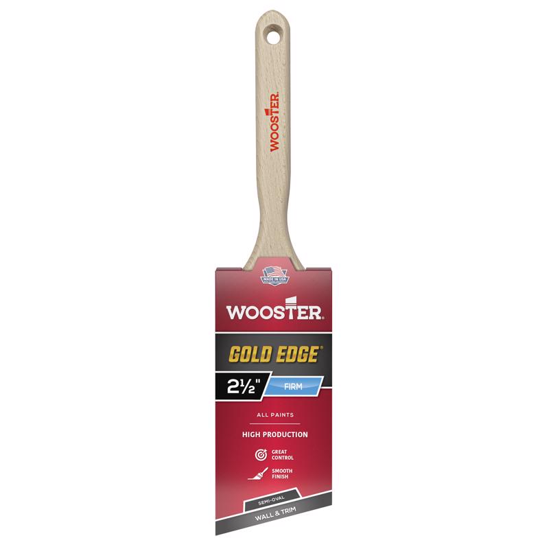 Wooster 5236-2 1/2 Series 5236 2-1/2" Edge SemiOval Angle Brush, 2 1/2 Inch, Gold,White