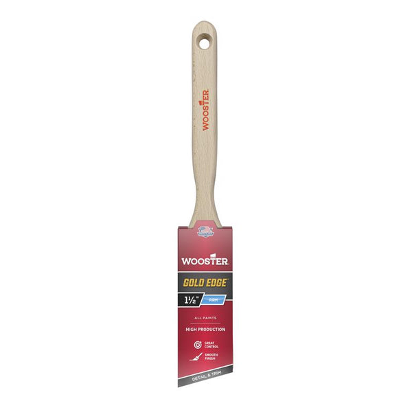 Wooster 5231-1 1/2 Series 5231 1-1/2" Edge Angle Brush, 1 1/2 Inch, White,Gold