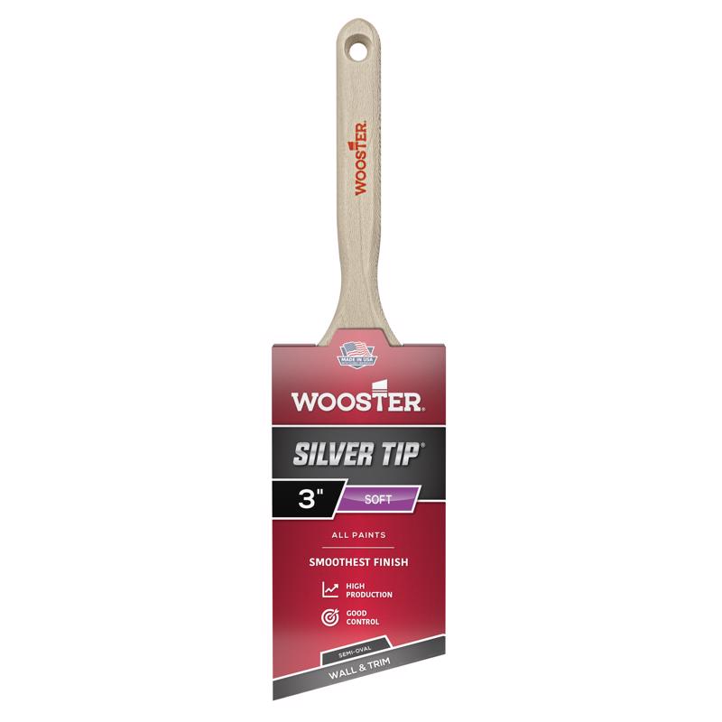 Wooster Brush 5228-3 Silver Tip Semi-Oval Angle Sash, 3 Inch