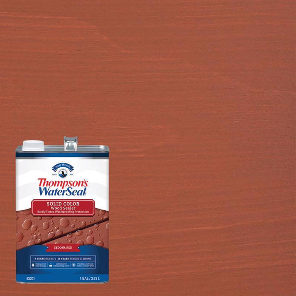 Thompson's WaterSeal Solid Color Waterproofing Wood Stain and Sealer, Sedona Red, 1 Gallon TH.093201-16