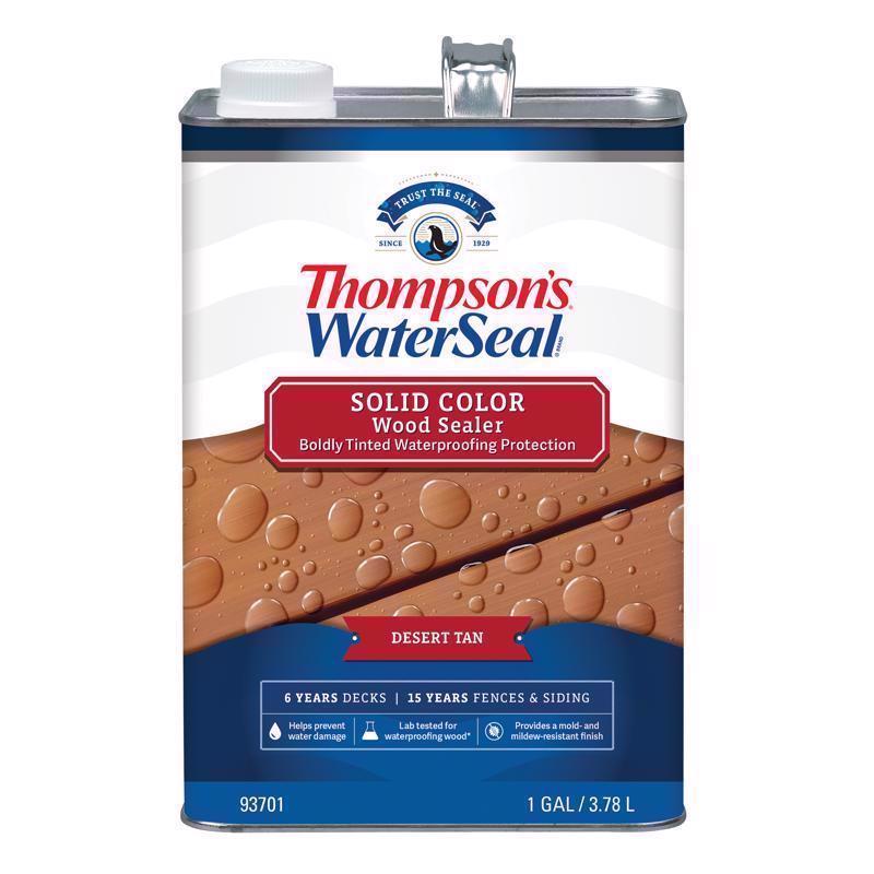 Thompson’s WaterSeal Solid Color Waterproofing Wood Stain and Sealer, Desert Tan, 1 Gallon