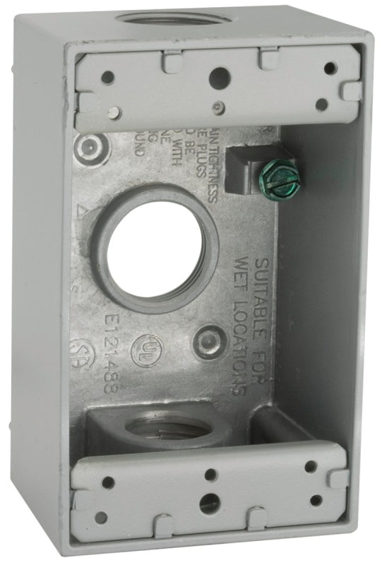 Hubbell-Raco 5324-5 Outlet Box, 1 Gang, 18.3 Cu-in X 4-1/2 in L X 2-3/4 in W X 2 in D , Gray