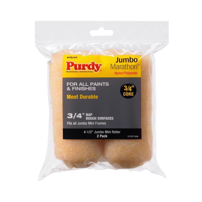 Purdy 144624064 Marathon Mini Roller Cover Pack, 4.5 x 3/4", White (2-Pack)